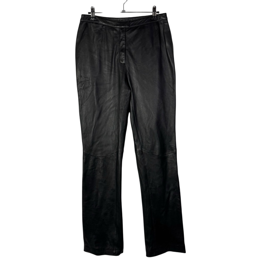 Express Vintage Y2K Black Leather Straight Leg Moto Pants 6